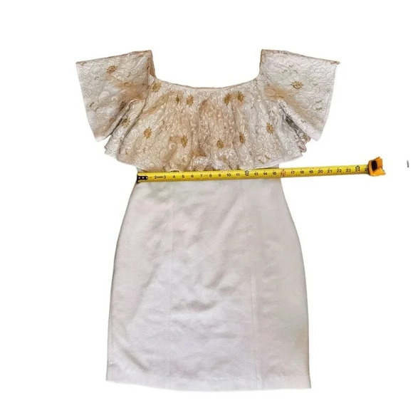 Slate & Willow Golden Iris Dress Lace Ruffle Off Shoulder Sheath Party 12 RTR - Picture 6 of 9